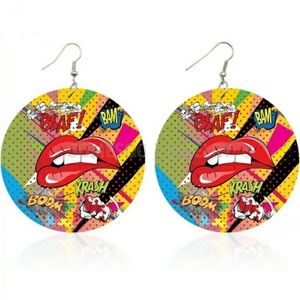 Red Pop Art Comic Sexy Lip Bite Dangle Earrings